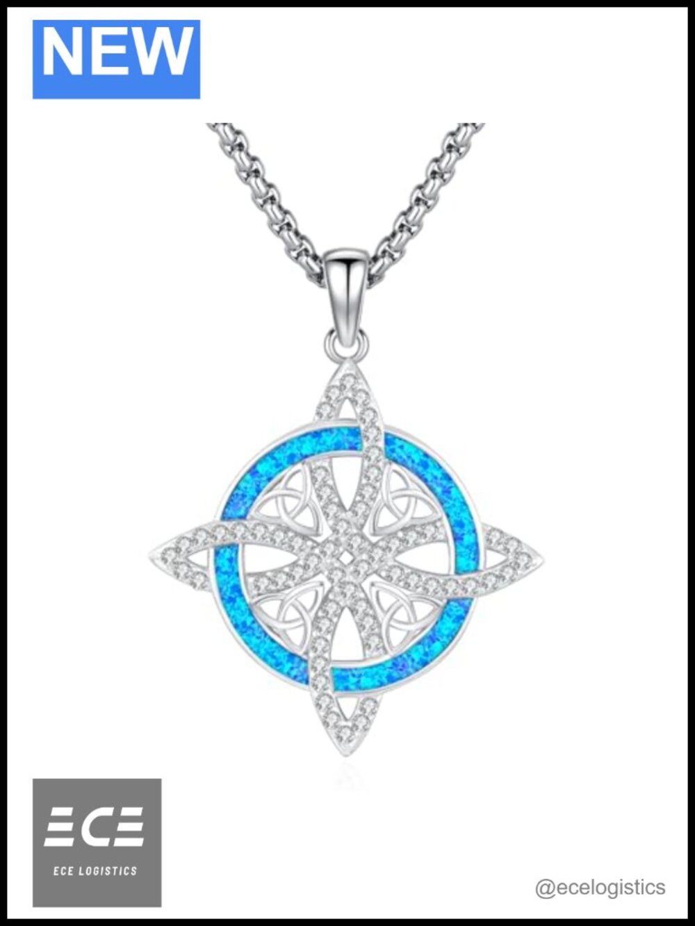 Eusense Opal Sterling Silver Witches Knot Necklace Pendant Jewelry 20in